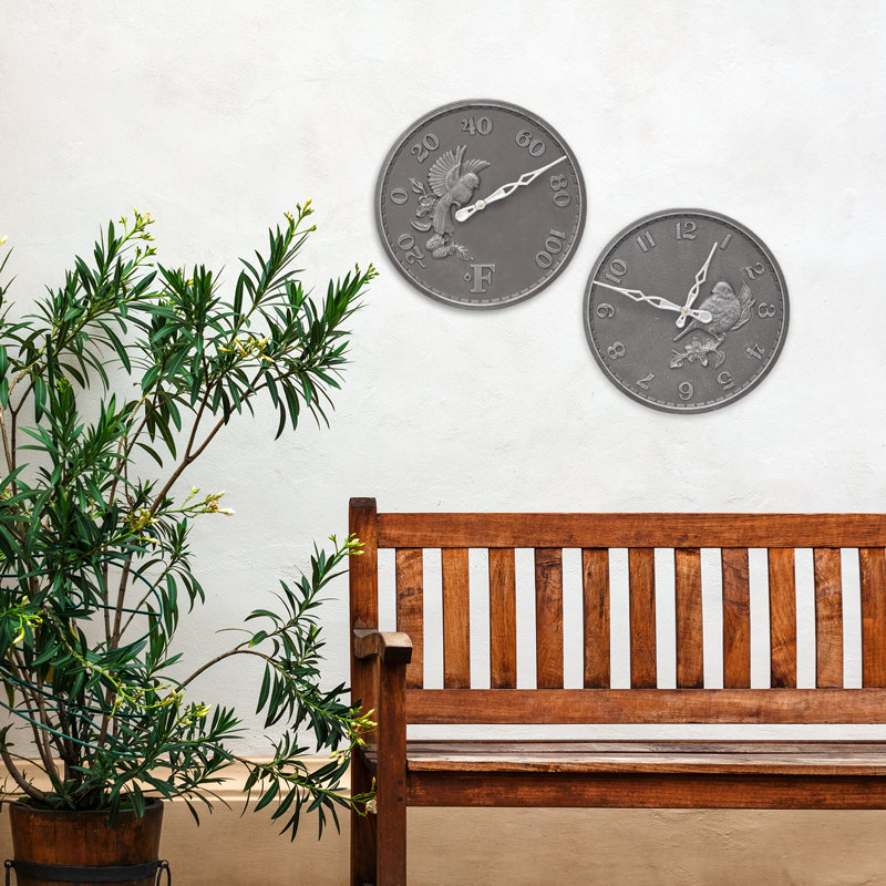 16 Songbird Clock, Pewter Silver