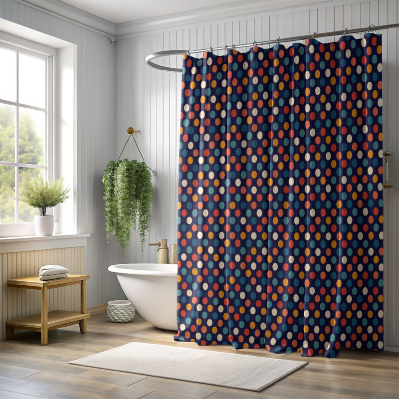 Rideau de douche standard rétro 1 pièce, H 74 po x l 71 po