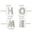 4 Piece White Ceramic HOME Letter Vase Set with Ribbed Texture, Decorative Vases for Flowers and Greenery, Farmhouse and Coastal Shelf Decor