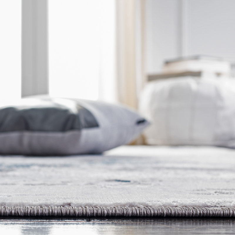 Amelia Grey and Blue Abstract Synthetic 8' x 10' Area Rug