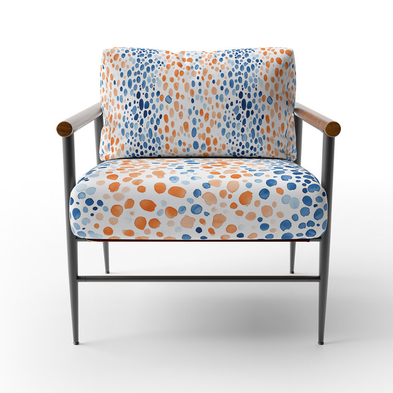 Chaise d'appoint abstraite - fauteuil orange à pois orange, Accoudoirs ronds