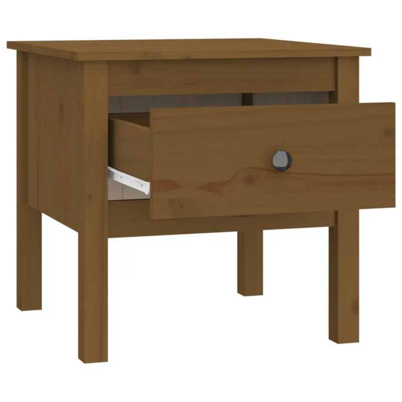 Kitija Solid Wood Side Table Set, Honey Brown