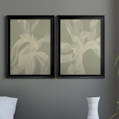 «White Ribbon on Celadon I», ensemble de 2 peintures sur toile encadrées