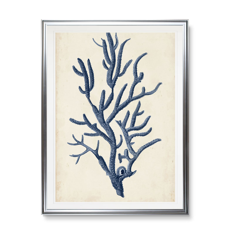 « indigo corail iv », impression, H 24 po x l 20 po x P 1,5 po, Cadre argenté