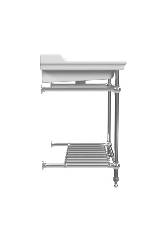 Gloss White Fireclay Rectangular Console Bathroom Sink with Overflow, Matte Black, Single