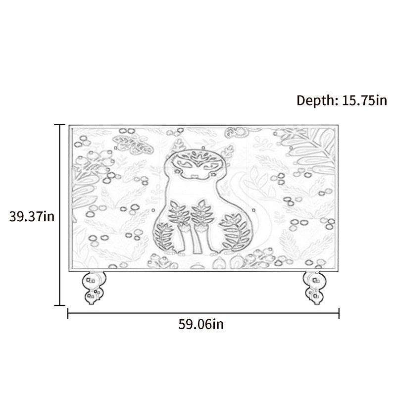 Armoire d'appoint et bahut Painting, Blanc + multicolore