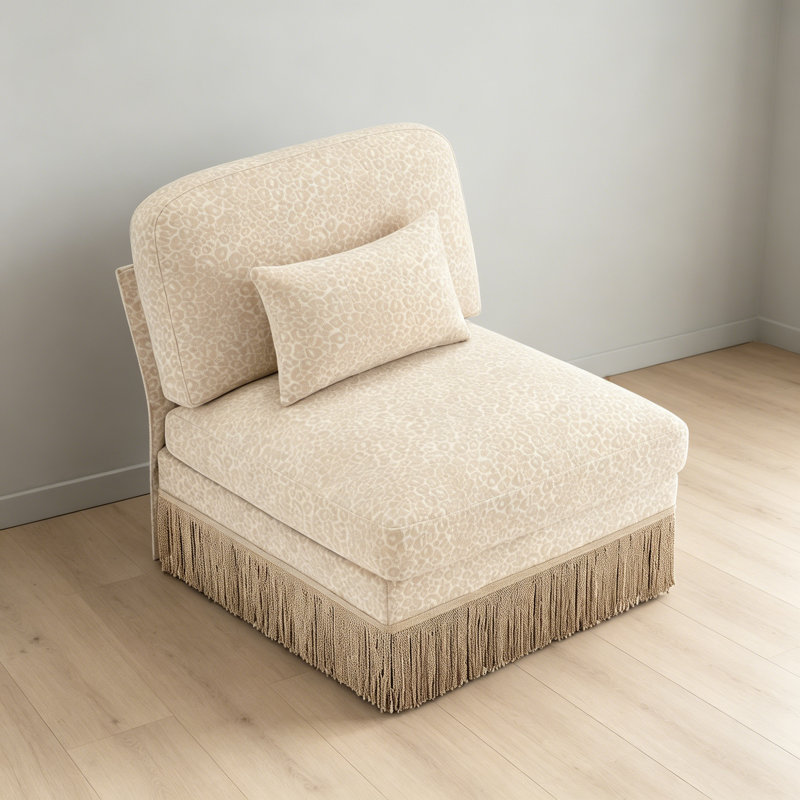     Sofa, Living Room Sofa Seat, Modern Sofa Seat, Armless Sofa Seat, With 1 Pillow, Beige, Beige Brown