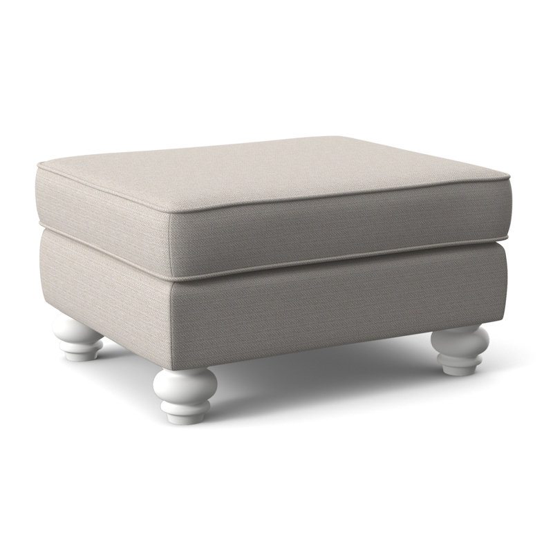 Lowell Upholstered Ottoman, Frost White Finish, White Textured Performance; 0865-91