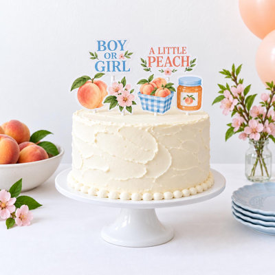 Ensemble de 6 décorations de gâteaux de genre A Little Peach, garçon ou fille