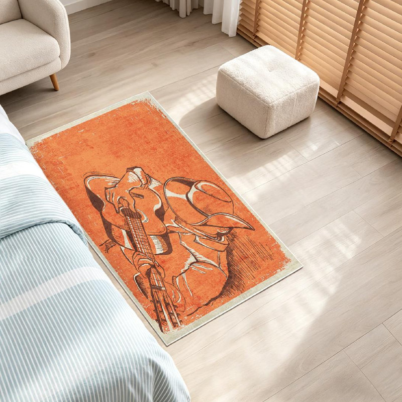 Tapis bleu manoir lavable à la machine American Cowboy, Rectangle 32 po x 47 po