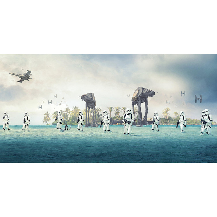 Stormtrooper With At Walker Of Star Wars Movies Print