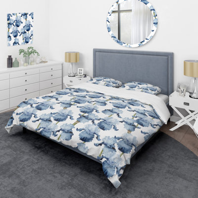 Blue Iris Flowers - Ensemble de housse de couette Cabin & Lodge