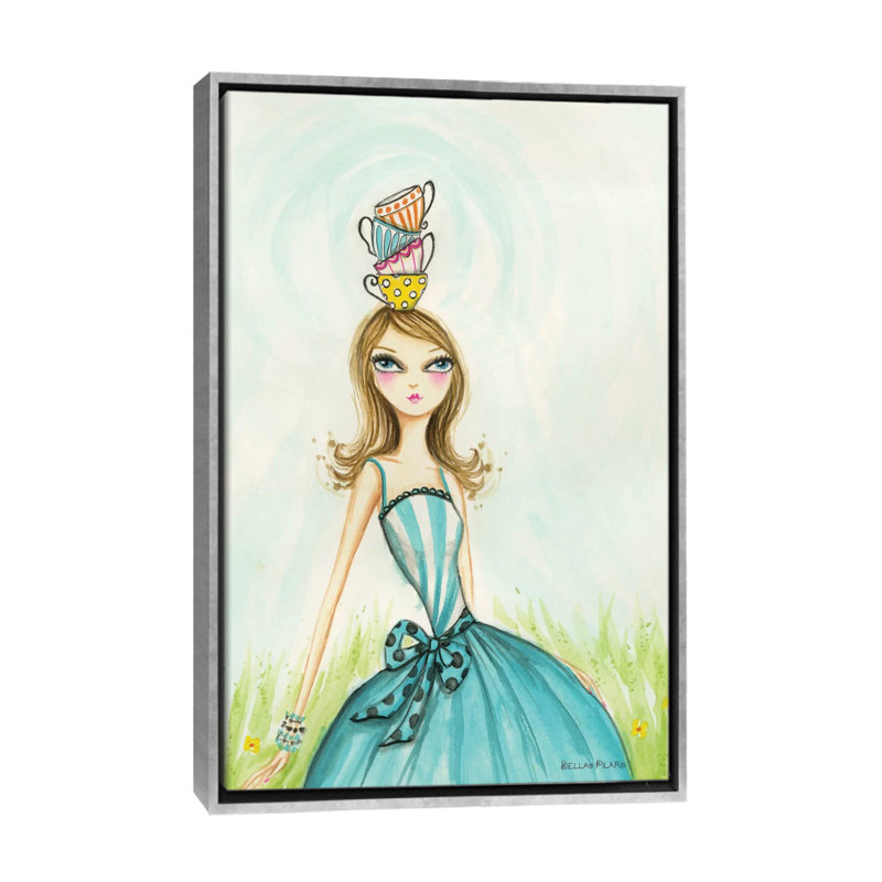 Art de noël à thé, H 26 po x l 18 po x P 1,5 po, Toile avec cadre argenté