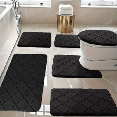 Carpets Suits  Foam Bath Mat 6 Set Whole Room Bathroom Rugs For 6 Pcs Toilet Mats Universal Soft Comfortable Water Absorption Non Slip Thick Machine Washable Easy Dry