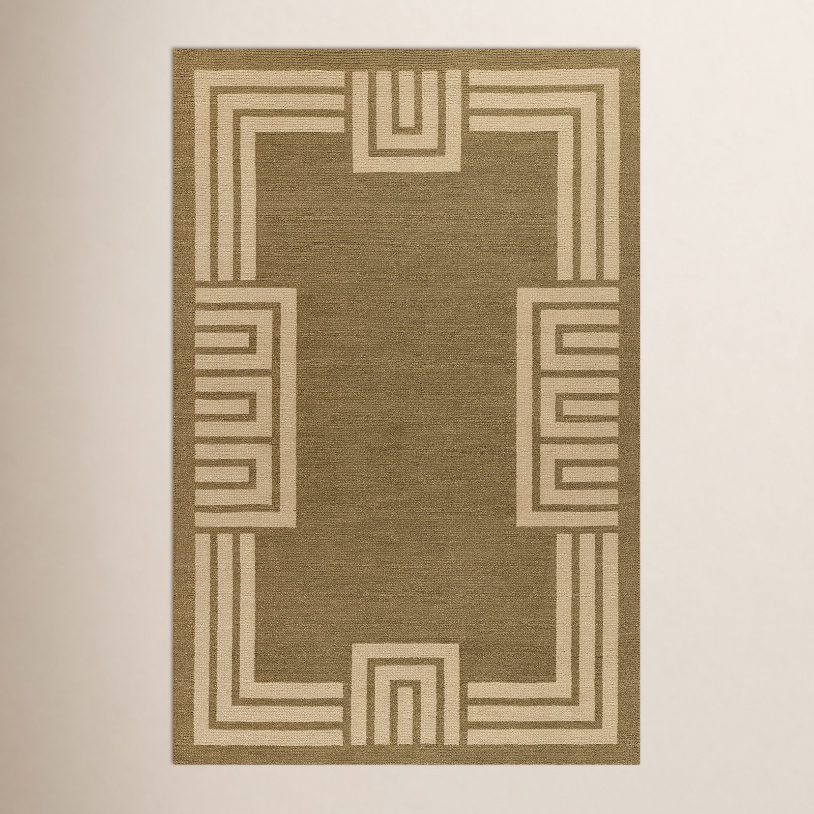 Theresa Green Hand-Woven Geometric Wool Rug, 3'6" X 5'6"