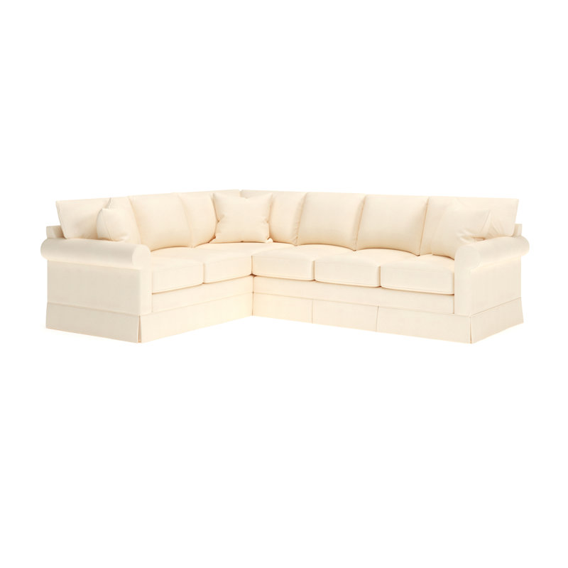 Friedman 115" W 2-Piece Upholstered Sectional with Foam and Down Blend Cushions, Bayou Natural Canvas, Left Hand Facing