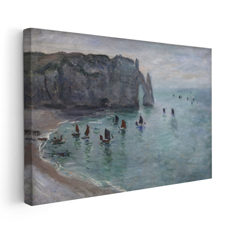Etretat, bateaux de pêche qui sortent du port - reproduction d'art sur toile, H 20 po x l 30 po