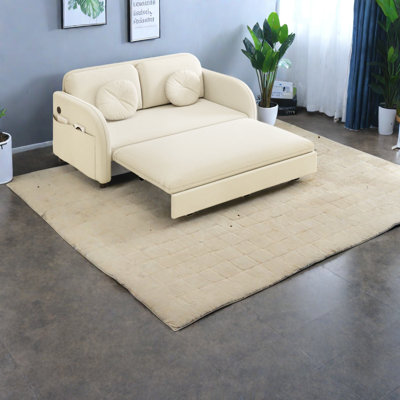 -in-1 Convertible Sleeper Sofa, Chenille Upholstery, Modern Style For Small Spaces