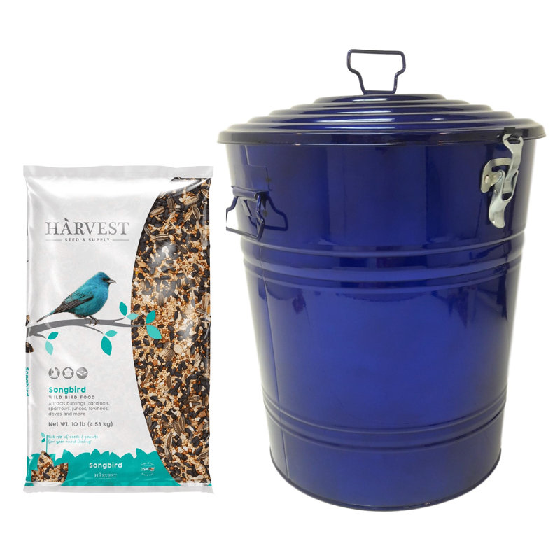 Steel Outdoor Trash/Recycling Bins, 22" H x 15" W x 15" D, Glazed Blue