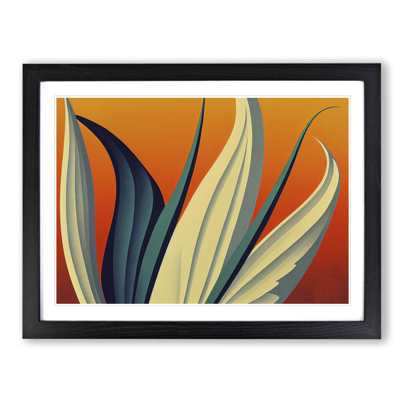 Inspiring Plant Leaf Abstract - Framed Print, Black Framed, 46cm H x 64cm W x 2cm D