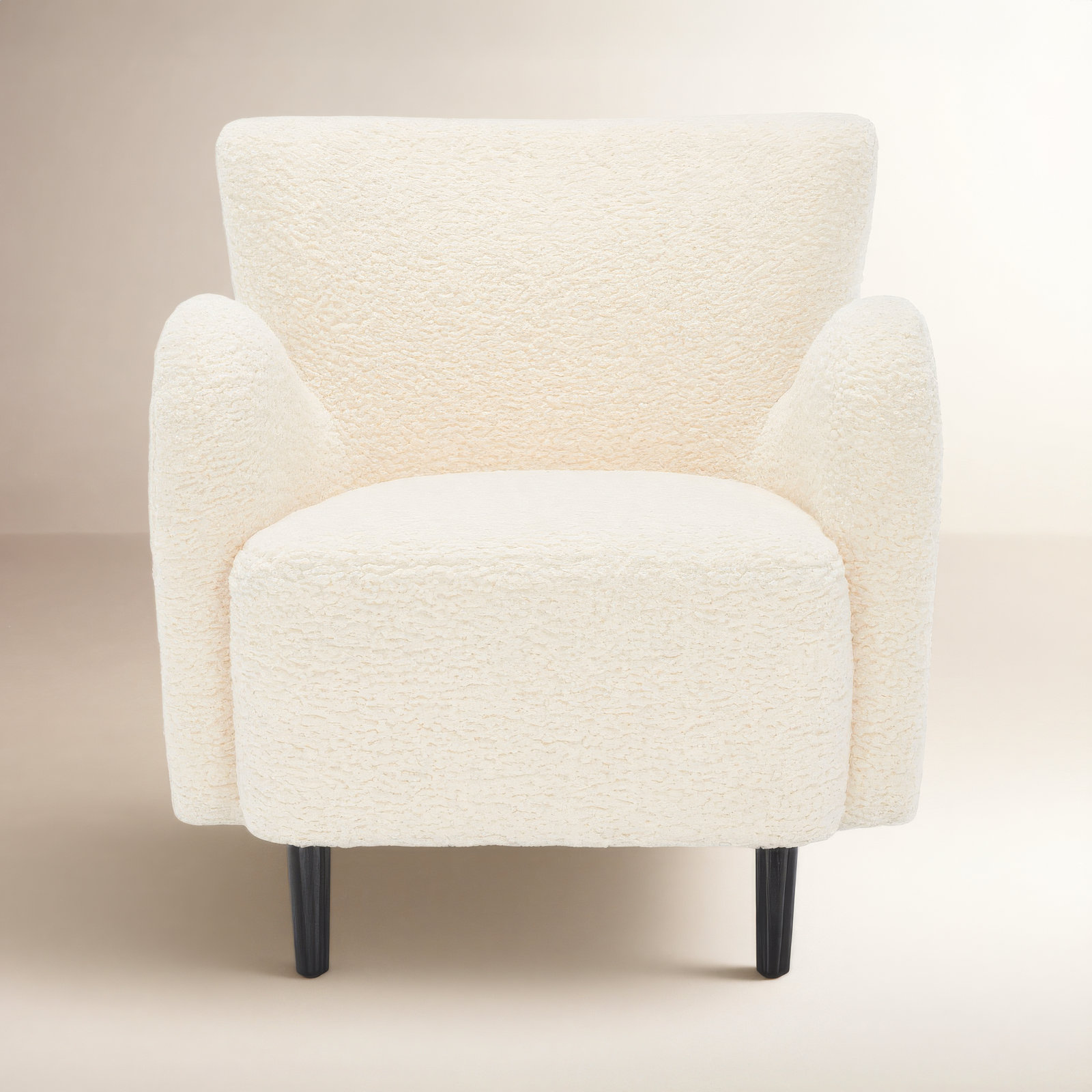 Bowie Upholstered Armchair, Ivory Faux Lambs Wool