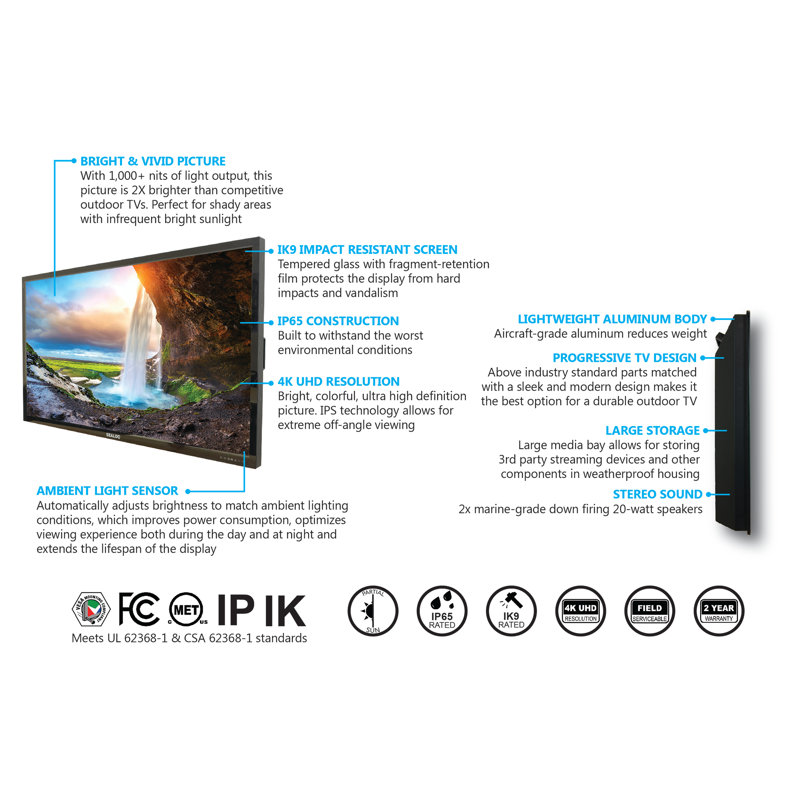 Tv extérieur 55 pouces partiel 4K Uhd