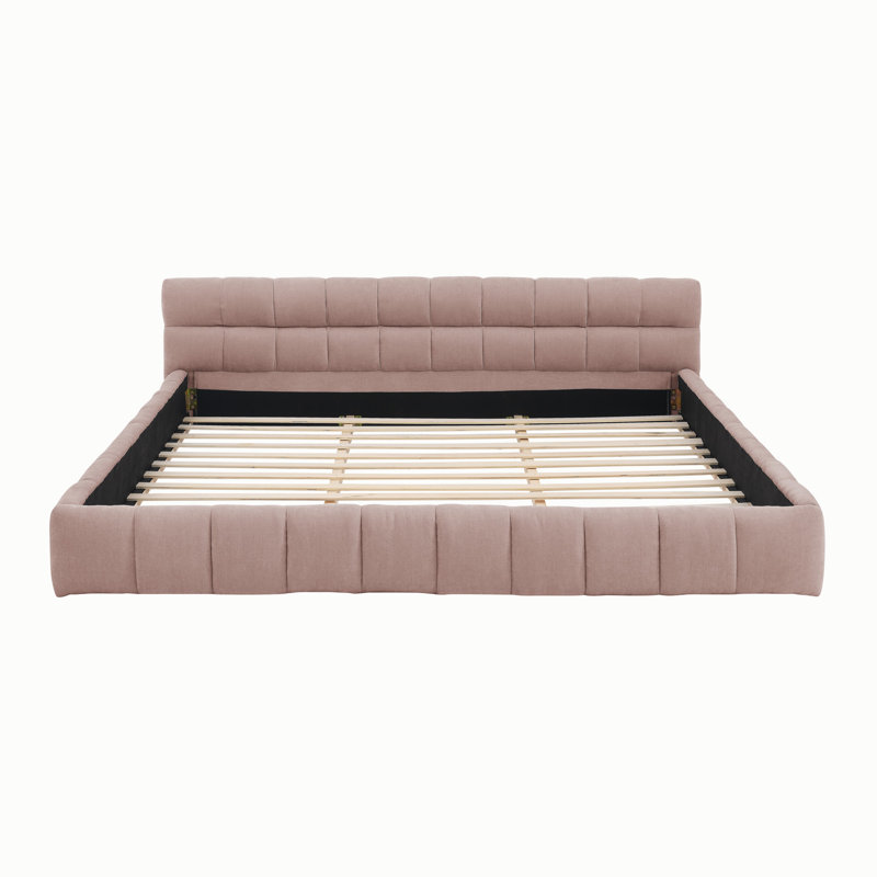 Structure de lit rembourrée avec tissu épais, Très grand, Rose