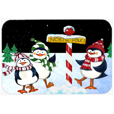 Caroline's Treasures North Pole Welcomes You Penguins Glass Cutting Board