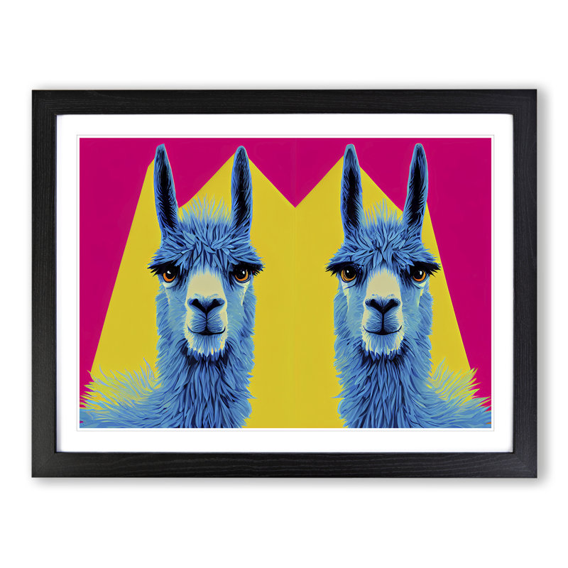 Colourful Llamas Vol.2 1 Piece Wall Art, 34cm H x 46cm W x 2cm D, Black Framed