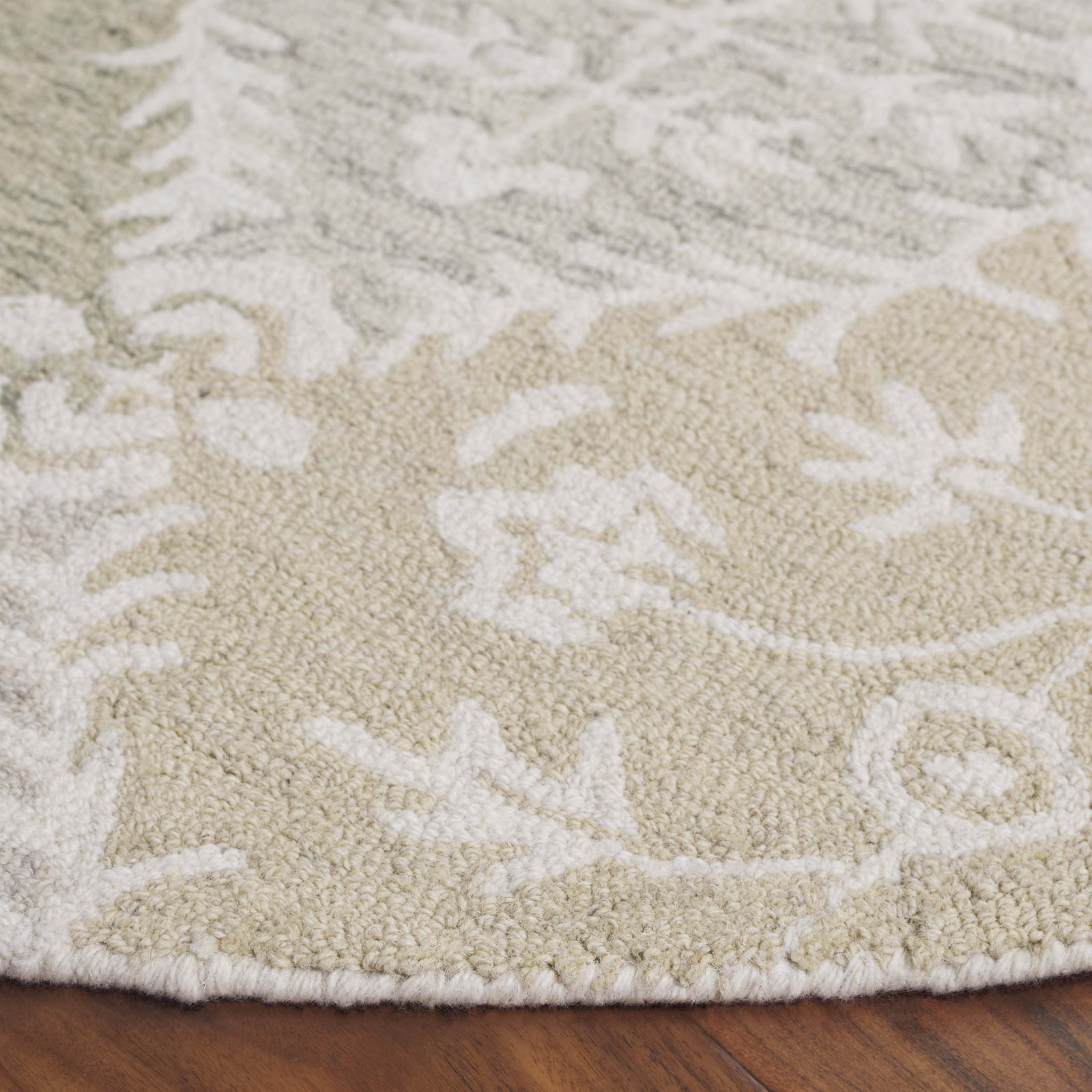 Garvin Hand-Tufted Wool Floral Rug, Round 6'