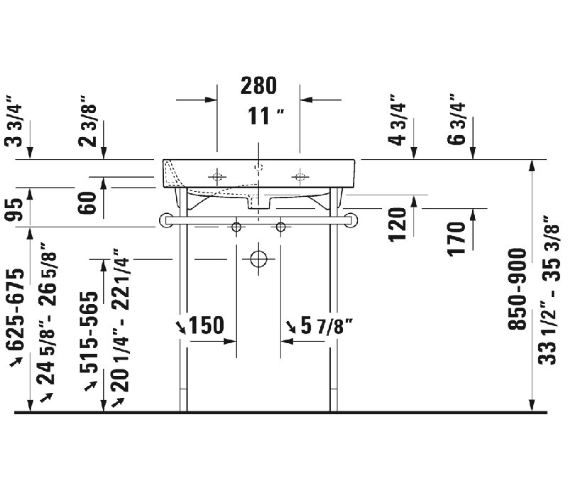 Happy D.2 Ceramic Rectangular Wall Mount Bathroom Sink with Overflow