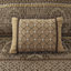 Courtepointe pour lit double / grand lit - brun et or, motifs de feuilles, détails du coussin de broderie, coutures réversibles de qualité brun / or, coussins décoratifs-126060006