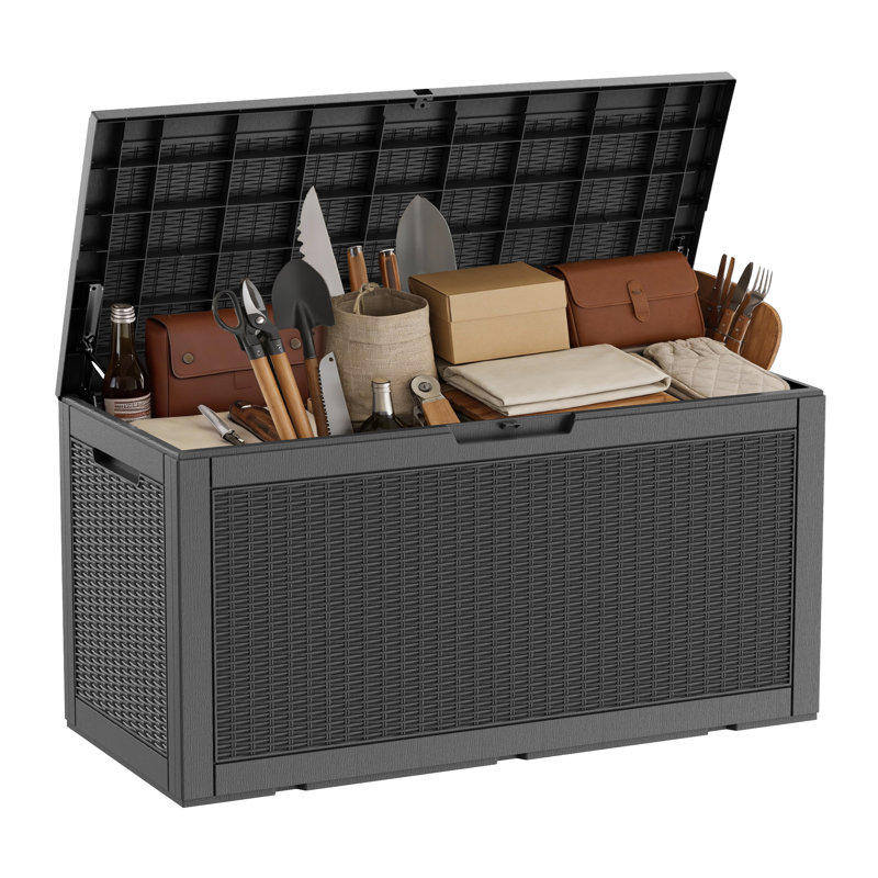 Boîte de rangement verrouillable résistante à l'eau 48 gallons l 48,06 po (noir), Noir