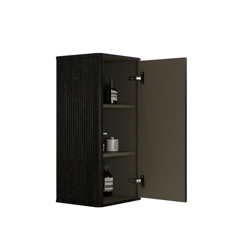 Bathroom Cabinet In Black Brown - With Fashionable Striped Textures And Durability Storage Oak, Stripes Practicality, Black