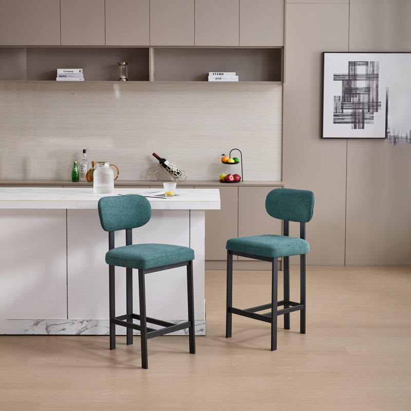 Tabouret de comptoir rembourré Islaisse, Antique Green