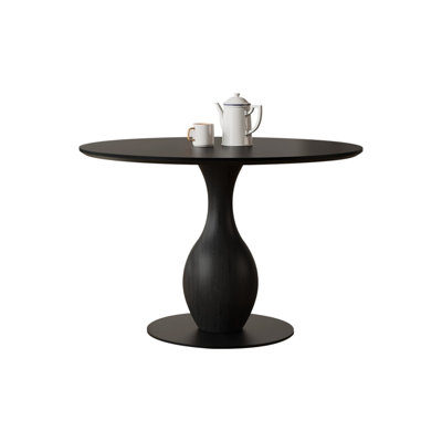 Black Round Thickened rock plate Multi-layer solid wood full support board FAS grade ash wood table legs Carbon steel base Dining table