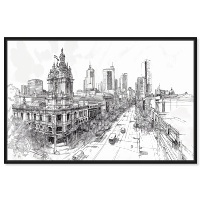 Collins Street Sketch Canvas Digital Sketch Art by Art Remedy