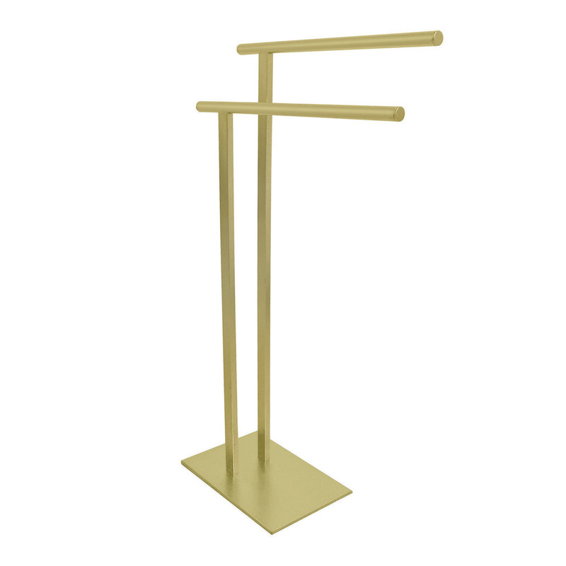 Kingston Brass Edenscape Freestanding Dual Towel Rack, Satin Brass