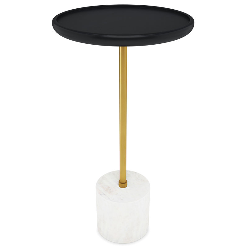  Table de bout ronde industrielle en fer noir 23 po