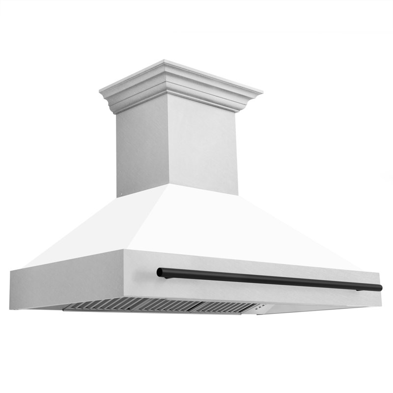 48" ZLINE Autograph Edition Fingerprint Resistant Stainless Steel Range Hood with White Matte Shell, Matte Black