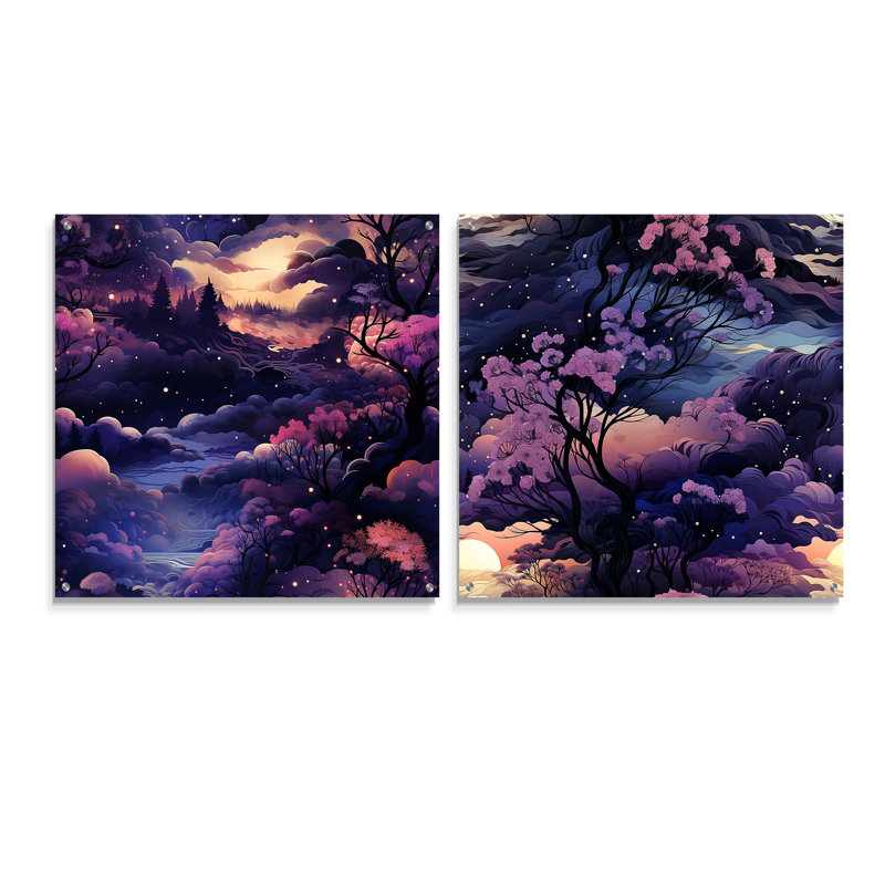 Espey - ensemble de 2 art mural en verre acrylique, H 16 po x l 33 po