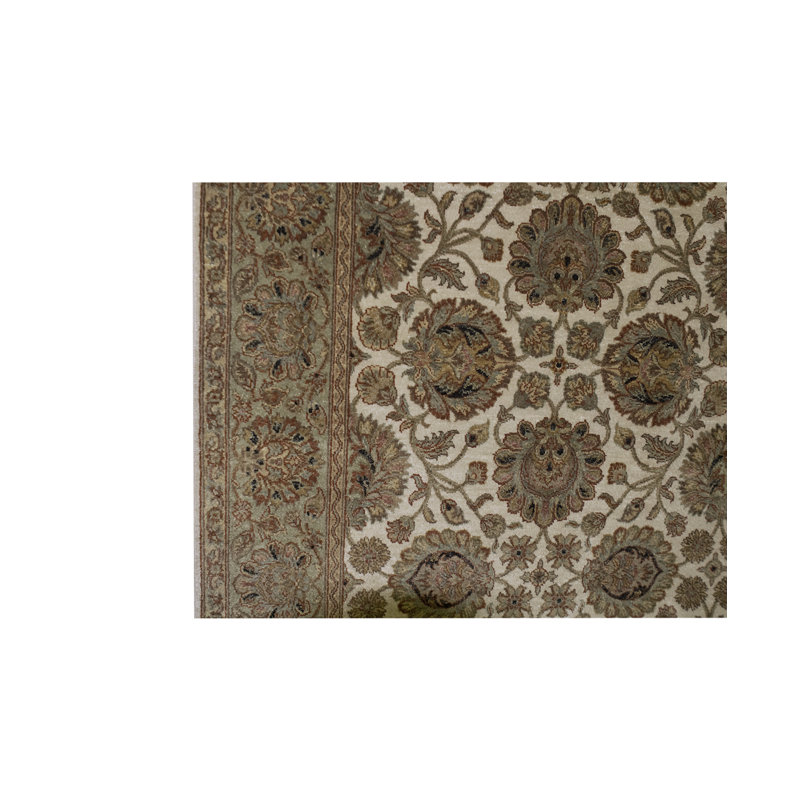 Tapis oriental en laine tissé à la main Mountain King ivoire / vert clair / brun