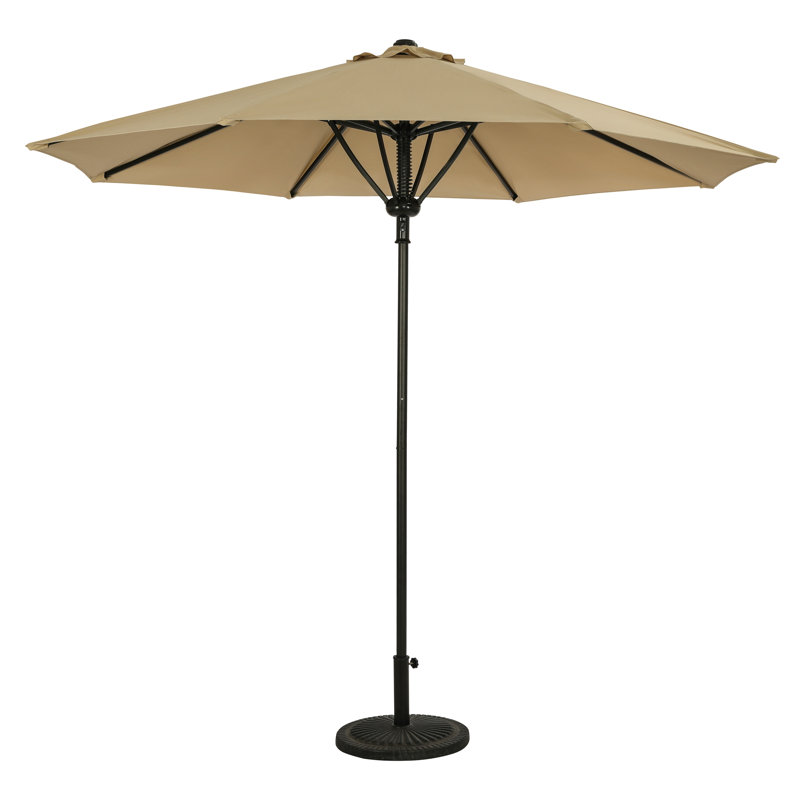 Parasol pour îlot de patio octogonal 11 pi avec support à manivelle Calipso Island, Champagne