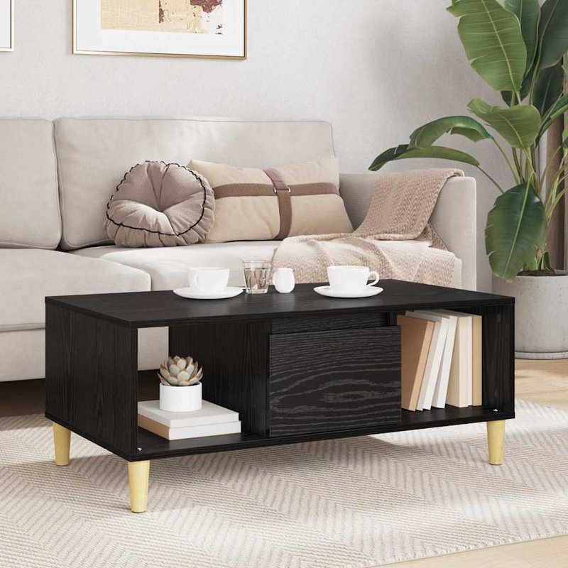 Coffee Table with Storage, Black Oak