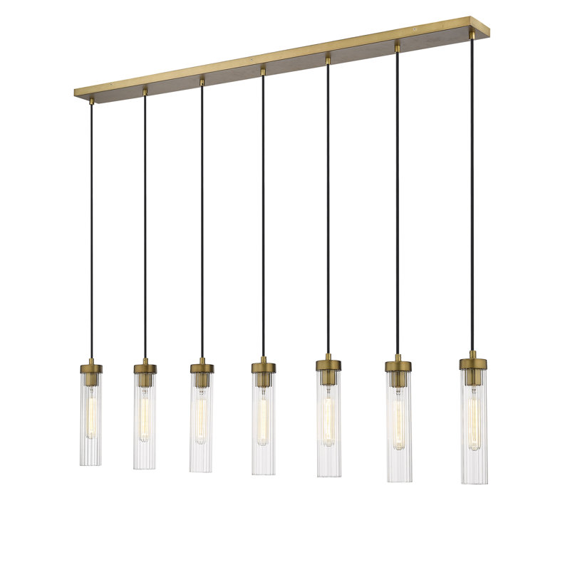 Mortola 7 - Light Dimmable Square / Rectangle Chandelier, Rubbed Brass