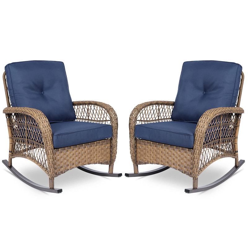 Chaise berçante 2 pièces Dayhsaun, Bleu marine