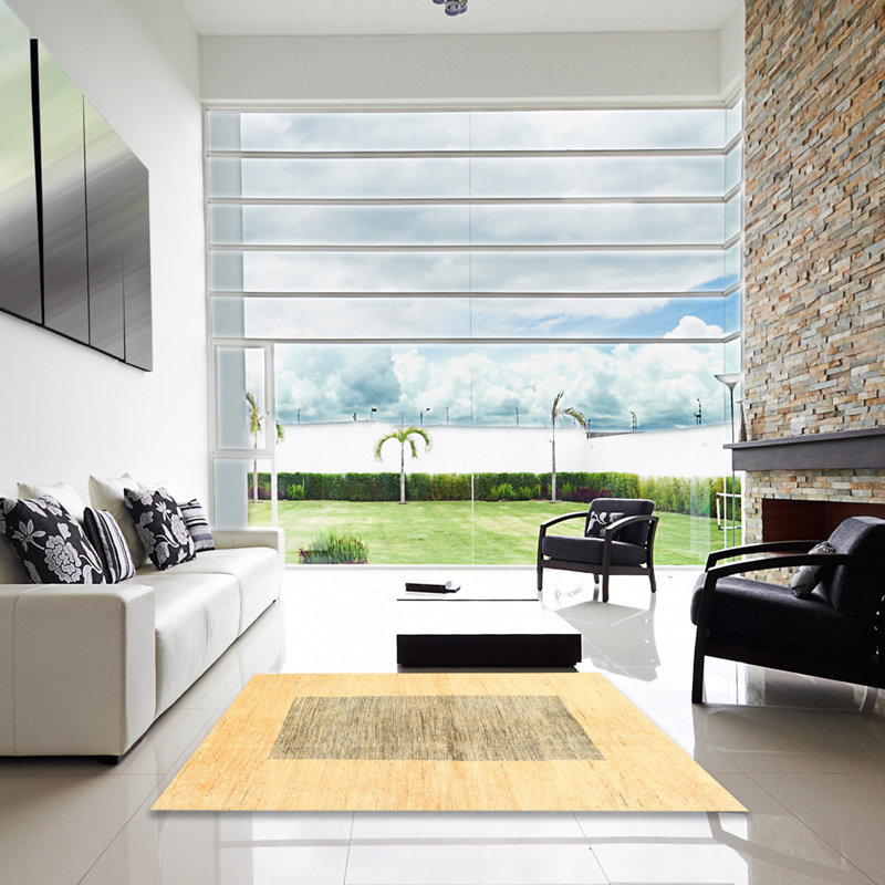 Tapis crème/gris zone contemporaine, Carré 3 pi