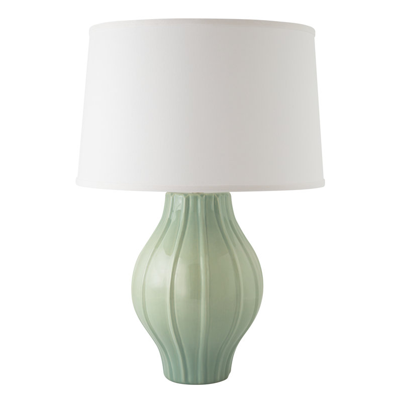 Eraman Ceramic Table Lamp, Gloss Wythe Blue