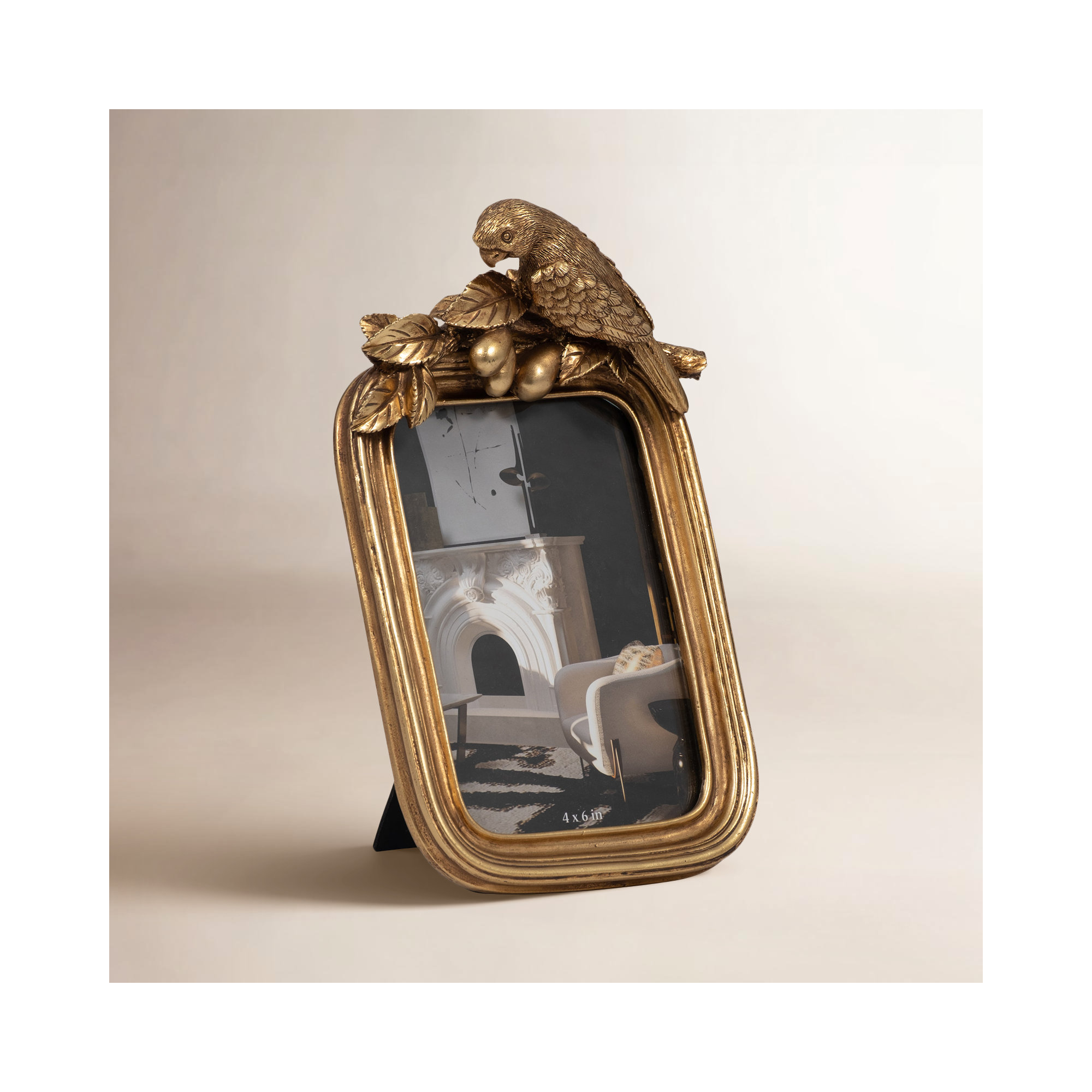Sagebrook Home's Jessa Gold Resin Bird Photo Frame, 4x6, Enchanting Polyresin and Glass Elegance