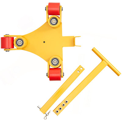 Chariot pour patin de machines, mécanisme industriel 6614 LBS / 3T avec poignée, patin mobile en acier au carbone avec 3 roues pivotantes à 360 ° en polyuréthane, capuchon antidérapant à rotation à 360 ° pour entrepôt, atelier